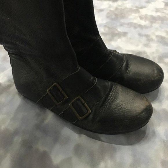 TOP SHOP distressed black leather biker boot sz 38 - Picture 3 of 8